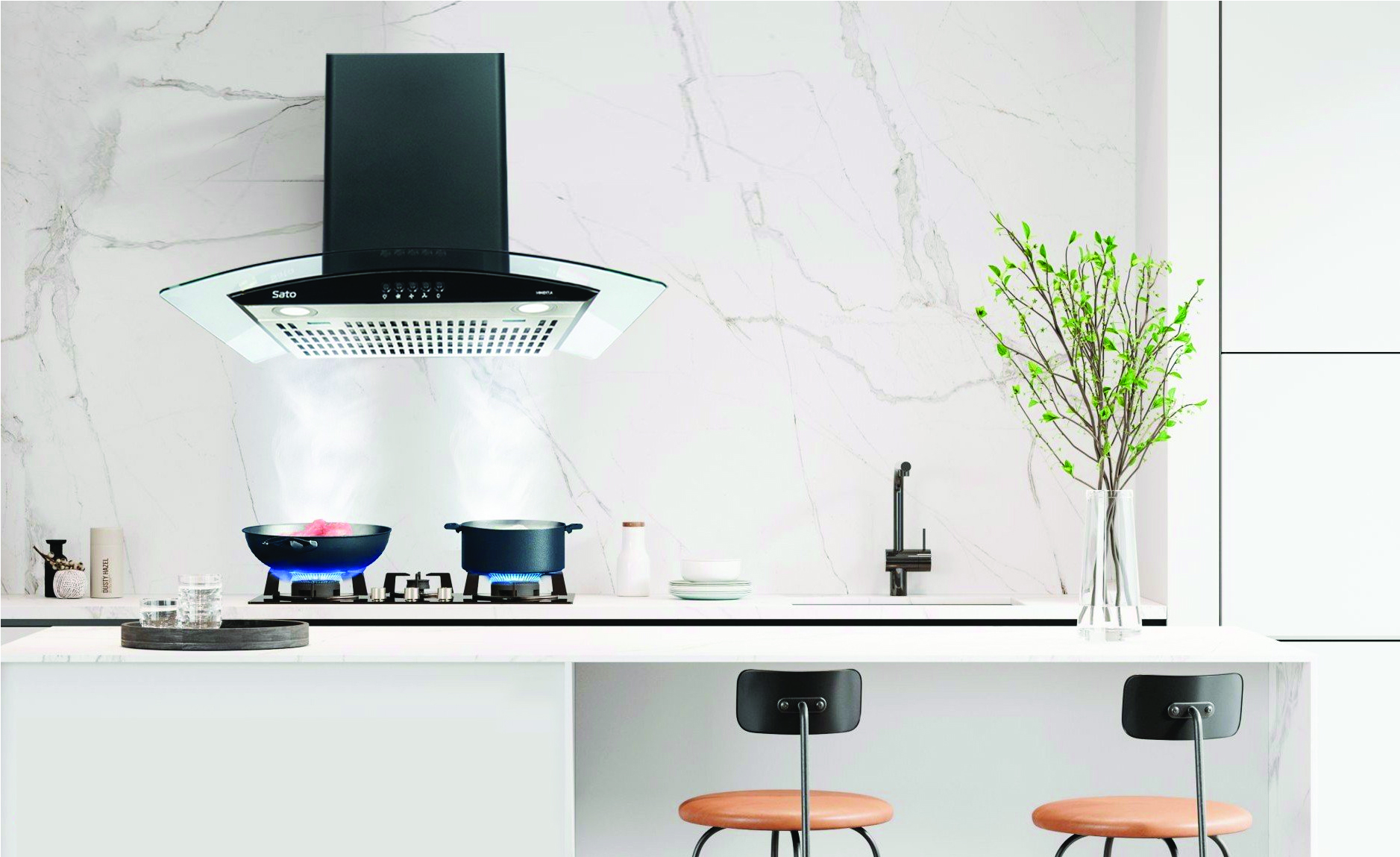 Máy hút mùi kính cong Sato HM019