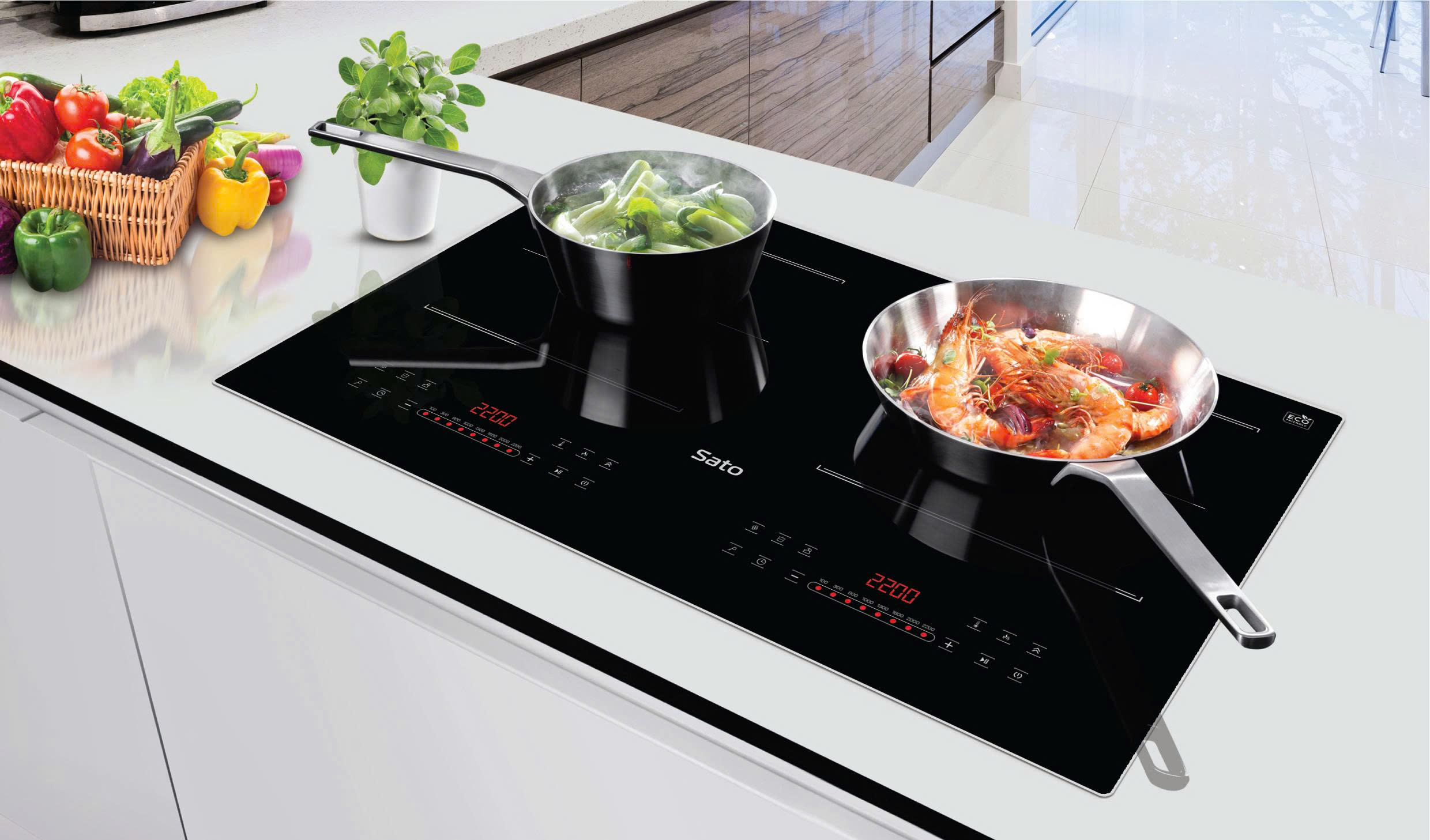 Bếp từ đôi thông minh Sato SIH169 Bếp từ đôi thông minh Sato SIH169