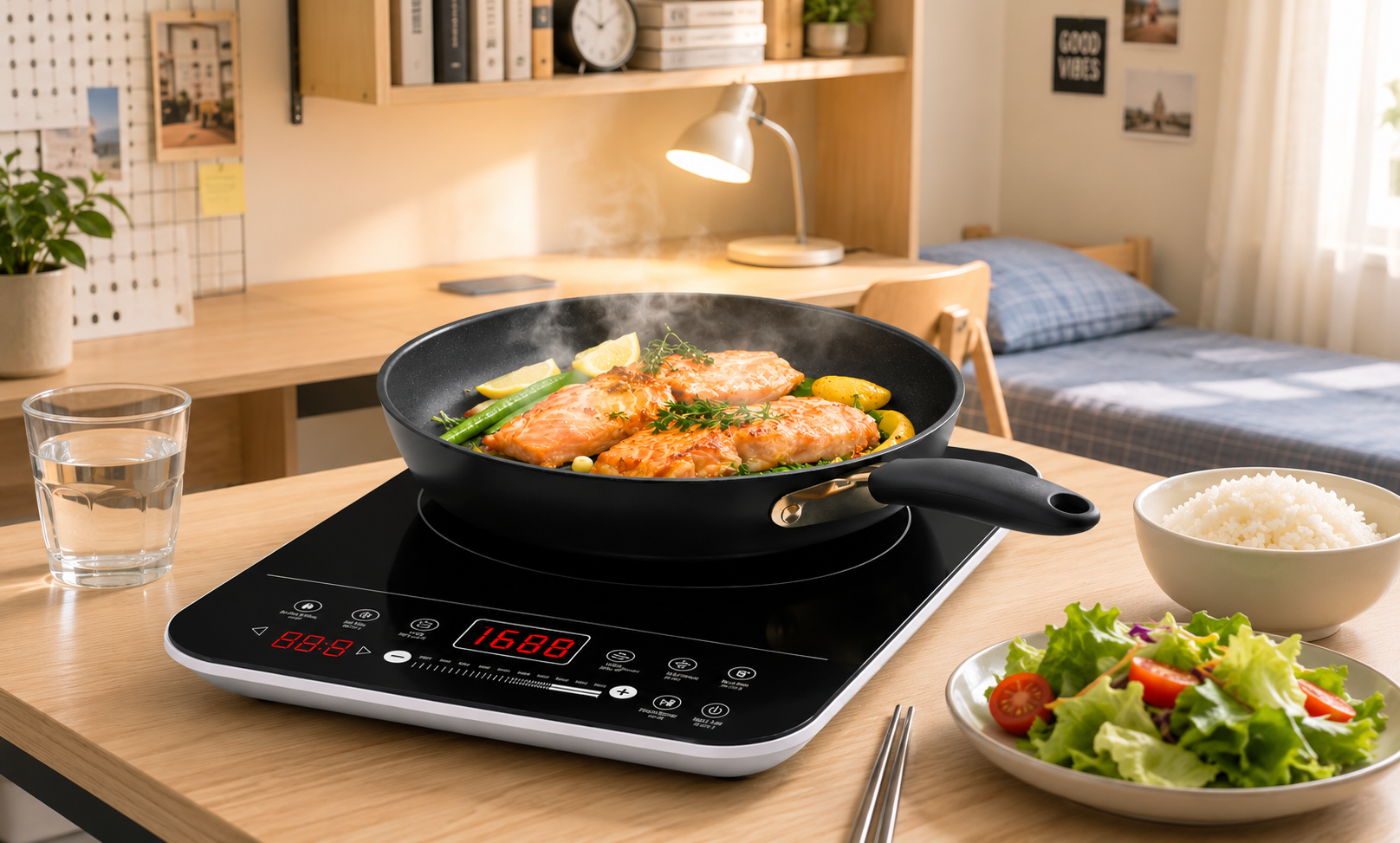Bếp Điện Từ Mini Cho Sinh Viên, Nấu Ăn Nhanh - Tiết Kiệm - An Toàn