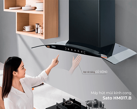 Ưu điểm tuyệt vời của chiếc máy hút mùi kính cong Sato HM017.B