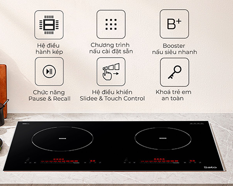 Bếp điện từ đôi Sato SIH948N9 (B) – Thiết bị nấu nướng hoàn hảo cho gian bếp