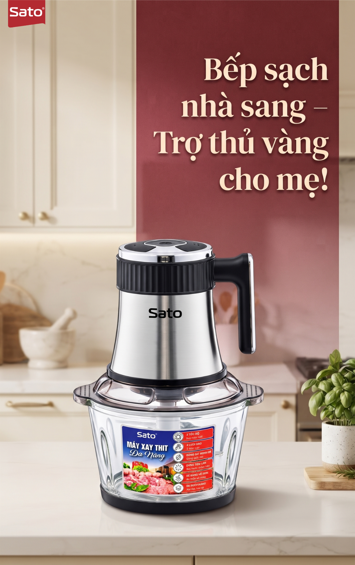 Máy Xay Thịt Sato Đa Năng: Bí Quyết Giúp Chị Em Nấu Ngon, Tiết Kiệm Thời Gian