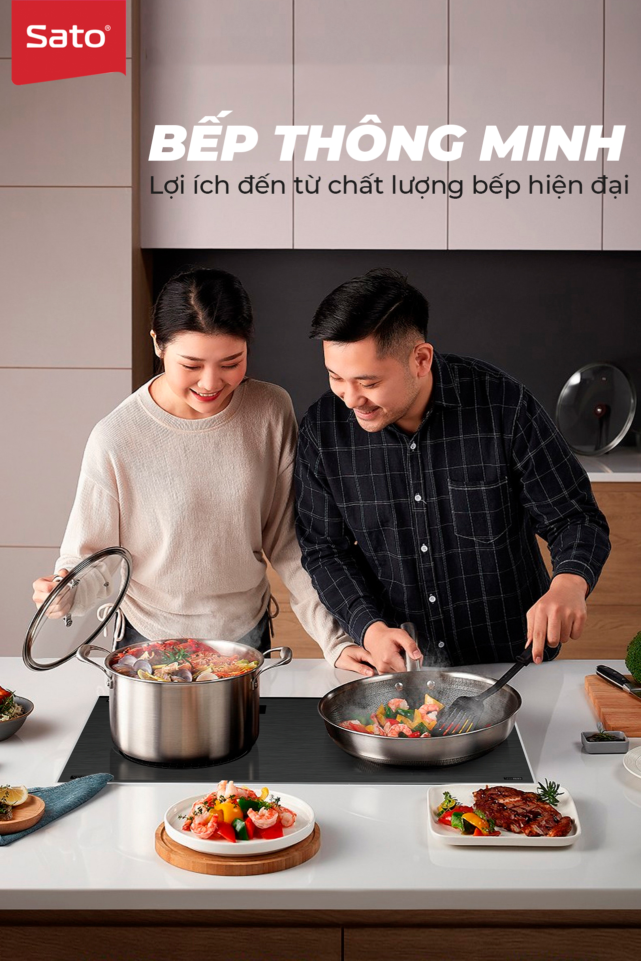 Bếp điện từ đôi Sato SIH376 N2.3 (B)