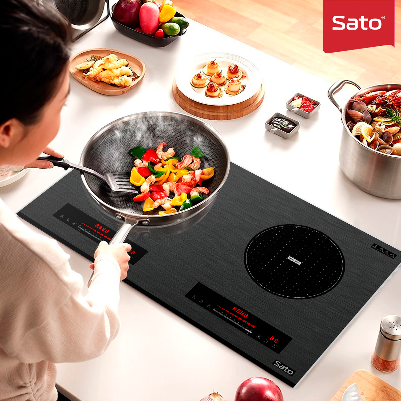 Bếp điện từ đôi Sato SIH376 N2.3 (B)