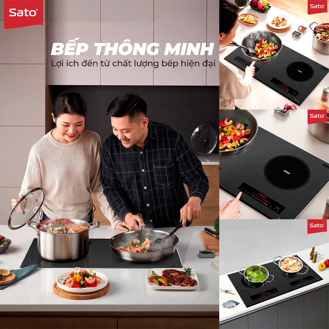 Bếp điện từ đôi Sato SIH376 N2.3 (B)