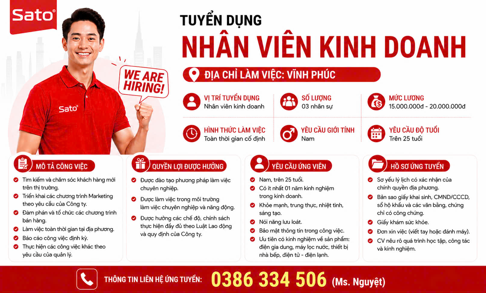 Sato Việt Nhật Tuyển Dụng Nhân Viên Kinh Doanh Vĩnh Phúc