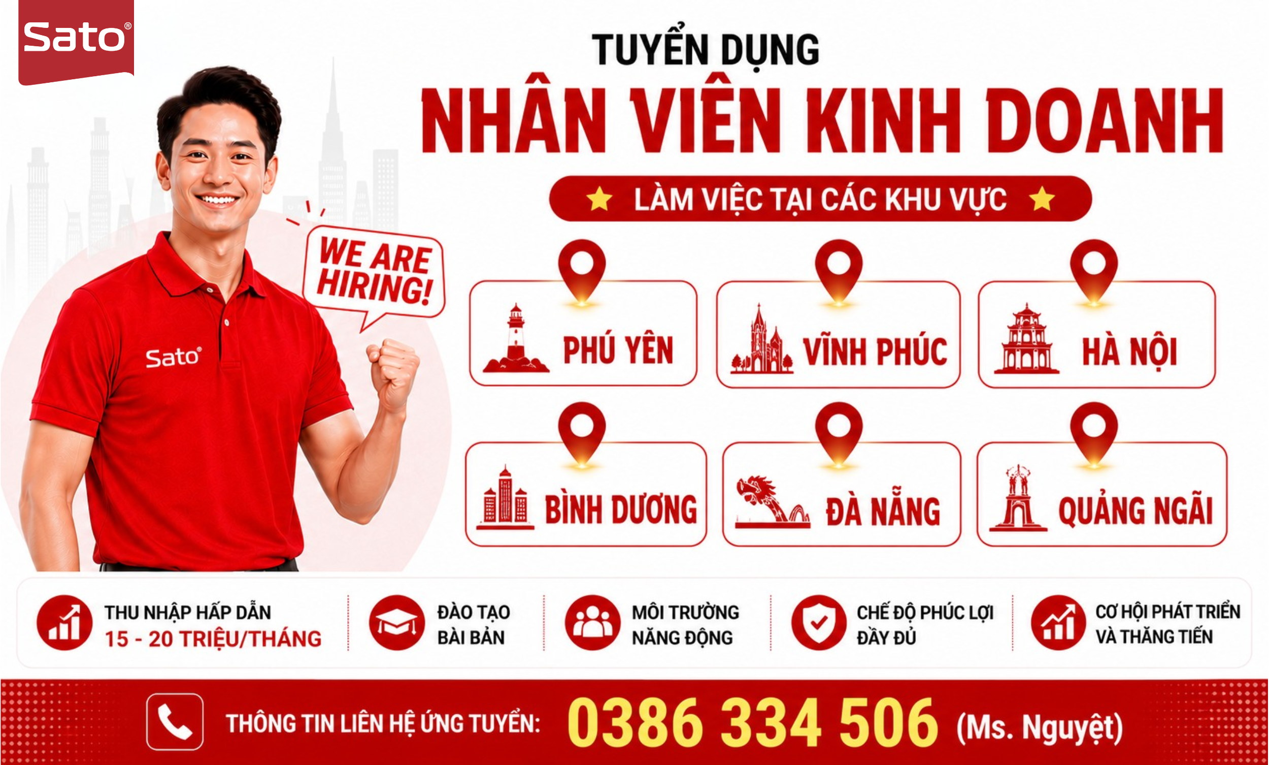 Tuyển Dụng NVKD Phú Yên, Vĩnh Phúc, Hà Nội, Bình Dương, Đà Nẵng, Quảng Ngãi