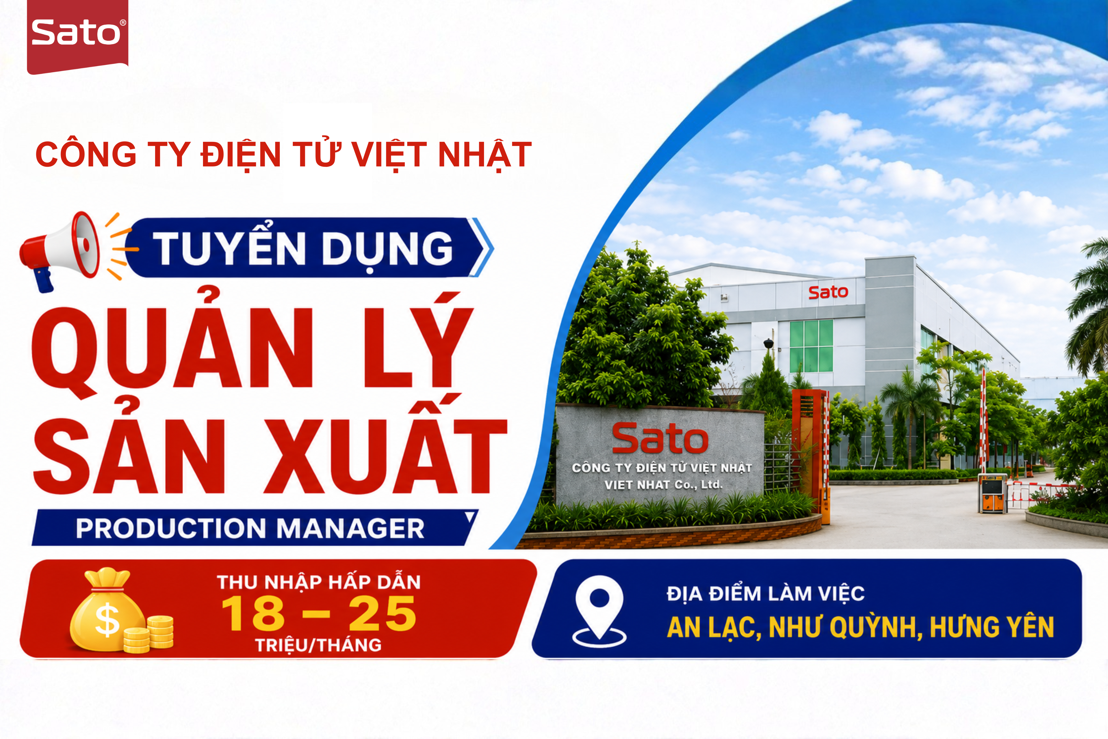 Tuyển Dụng Quản Lý Sản Xuất – Thu Nhập Đến 25 Triệu Đồng/Tháng